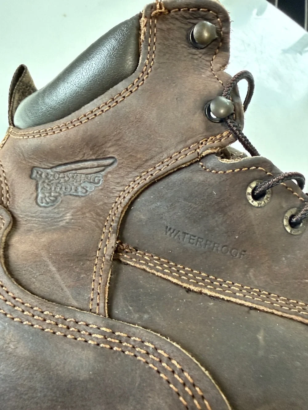 Red Wing Shoes Brown Leather Lace-Up Work Boots